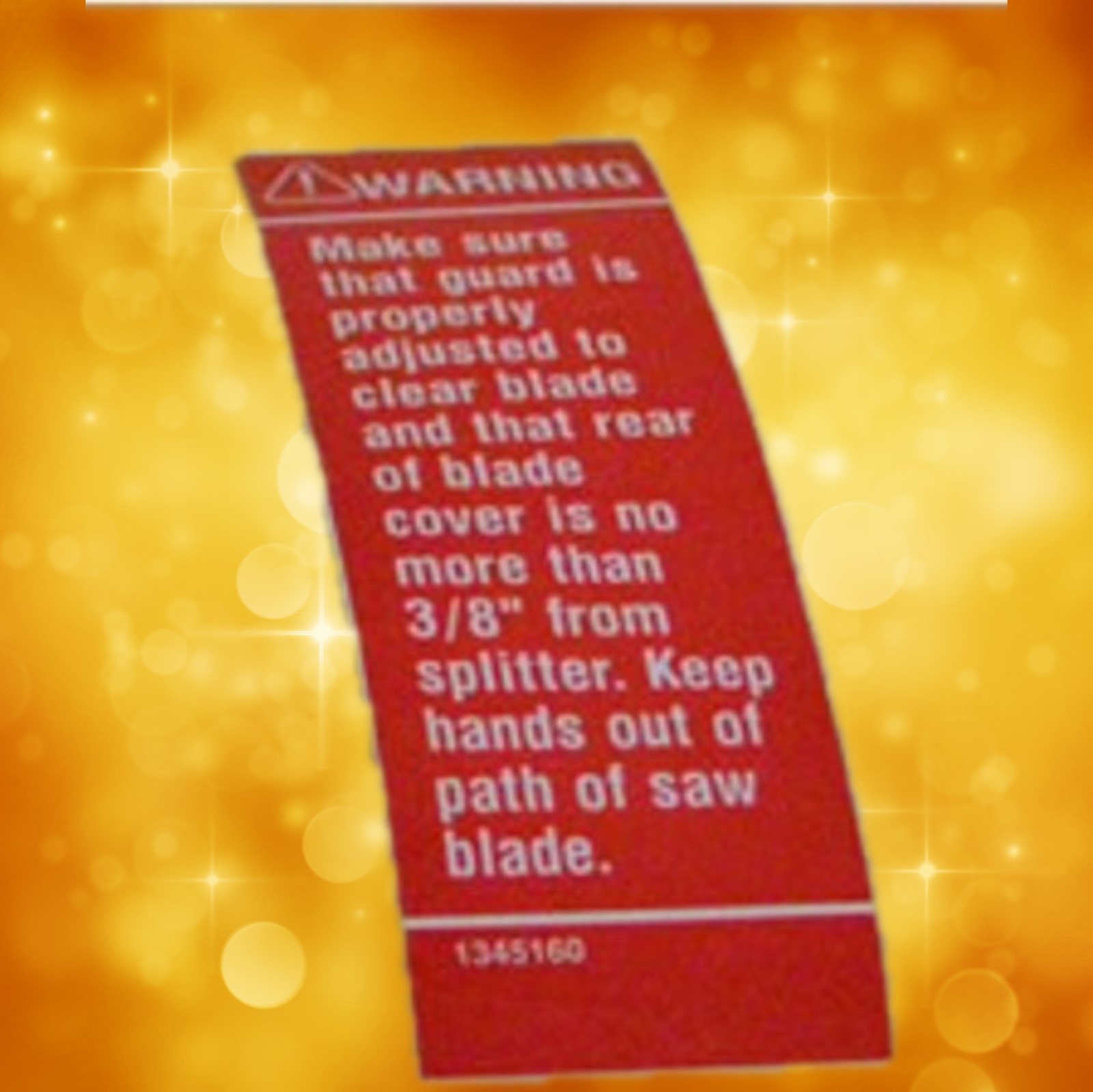 Delta Tool Part 1345160 Warning Label for 34-976 1345160